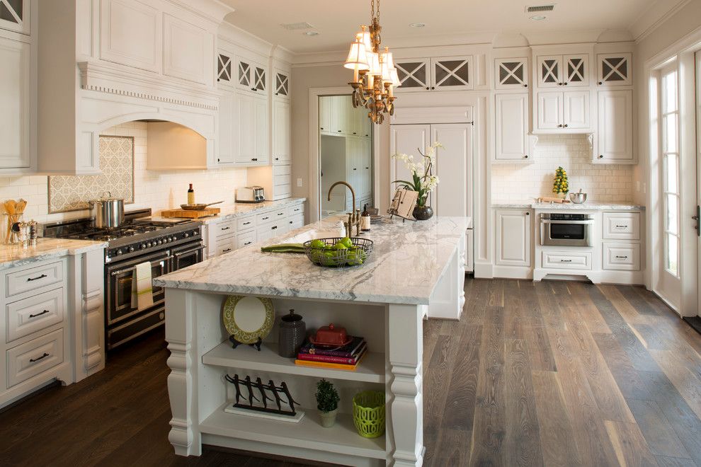 Plywood Plank Floor for a Traditional Kitchen with a White Marble and Whitestone Builders   Charleston by Whitestone Builders