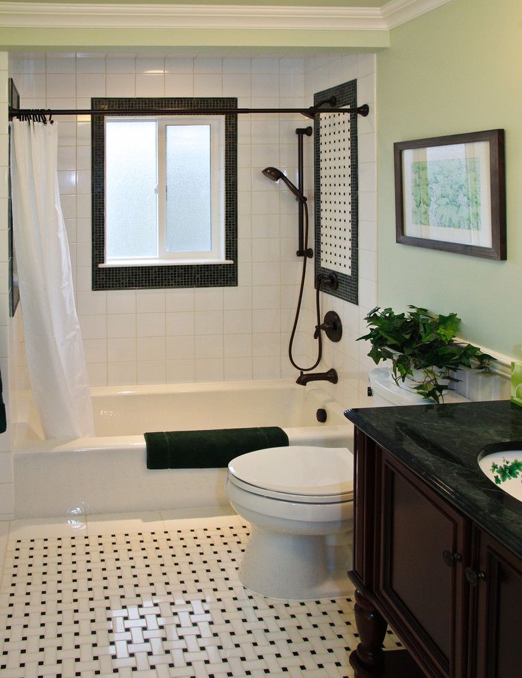 Polish Hearts Usa for a Traditional Bathroom with a Green Wall and Denville, Nj Main Bath Renovation by Katy Repka Design