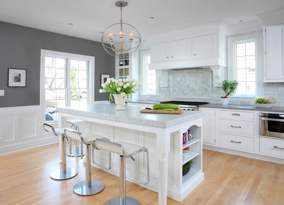 Polish Hearts Usa for a Traditional Kitchen with a Beverage Center and Soothing White and Gray Kitchen Remodel by Normandy Remodeling