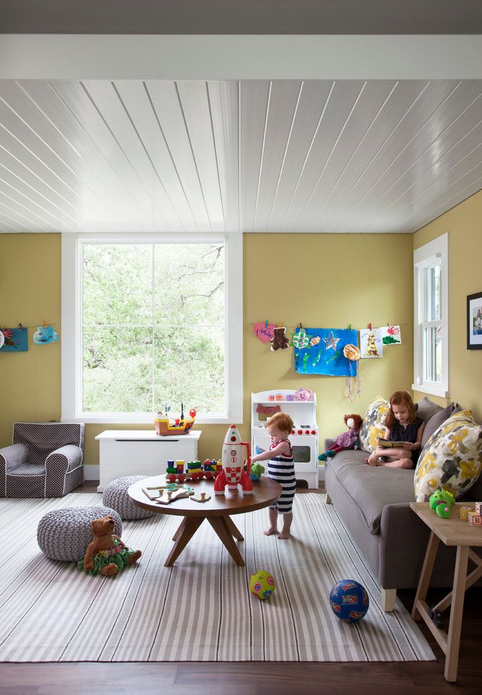 Popcorn Ceiling Asbestos for a Farmhouse Kids with a Poufs and Modern Farm House by Tim Cuppett Architects