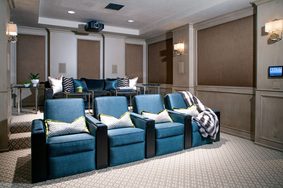 Poway Movie Theater for a Transitional Home Theater with a Sconces and California Family by Pal + Smith