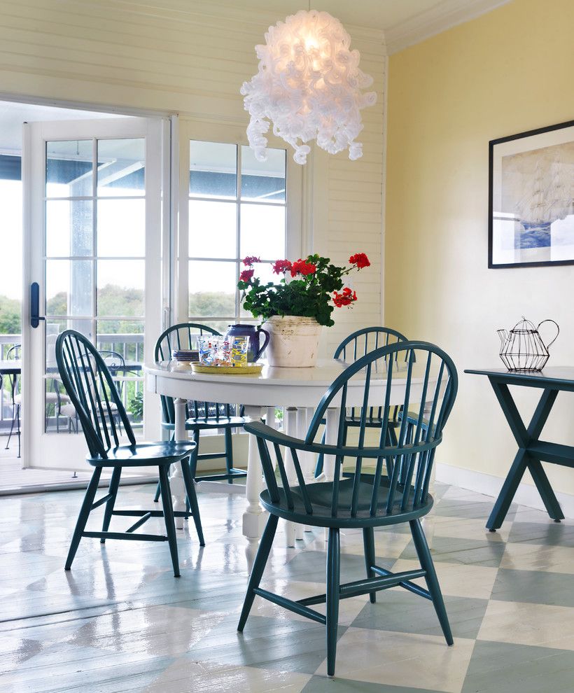 Pratt and Lambert Paint for a Beach Style Dining Room with a Comb Back Chair and Summer Cottage by Hollester Interiors