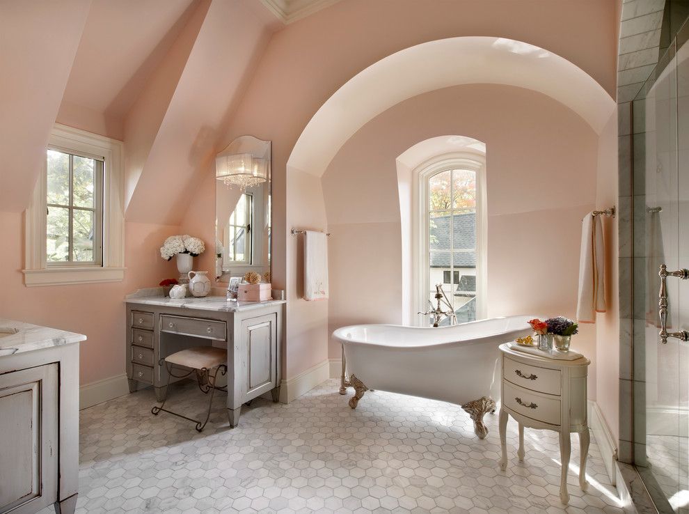 Primping for a Traditional Bathroom with a Cameo Pink and French Country | Naperville, Il by Charles Vincent George Architects, Inc.