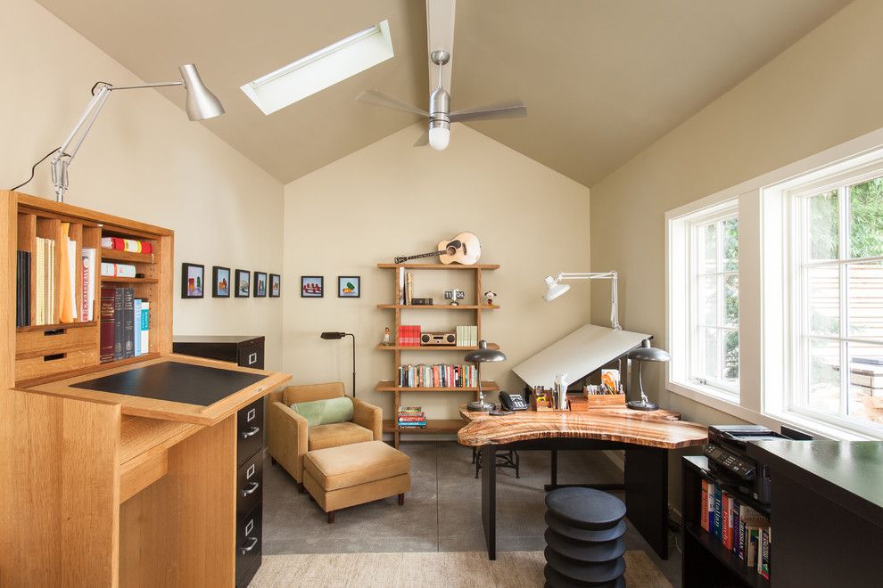 Pro Direct for a Transitional Home Office with a Drafting Table and Laurelhurst Garden + Studio by Howells Architecture + Design, Llc