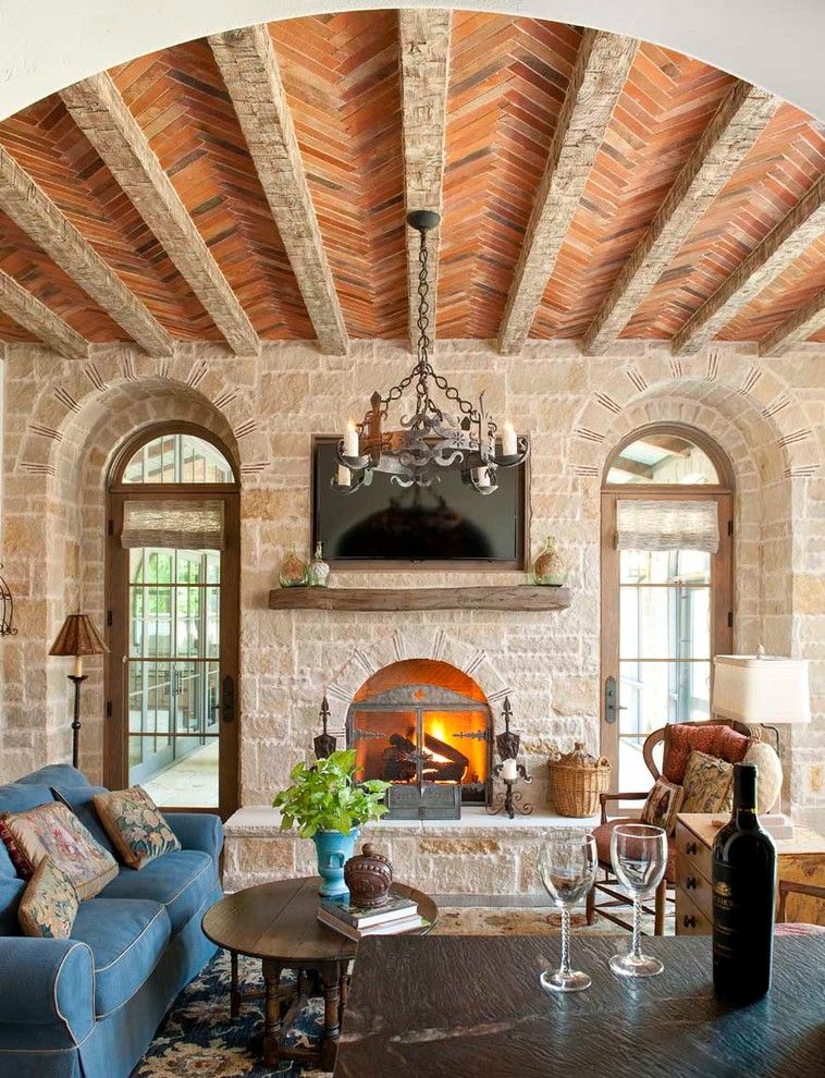 Promontory Park City for a Mediterranean Family Room with a Coffee Table and Residence in Park Cities by Childress Interiors, Inc.