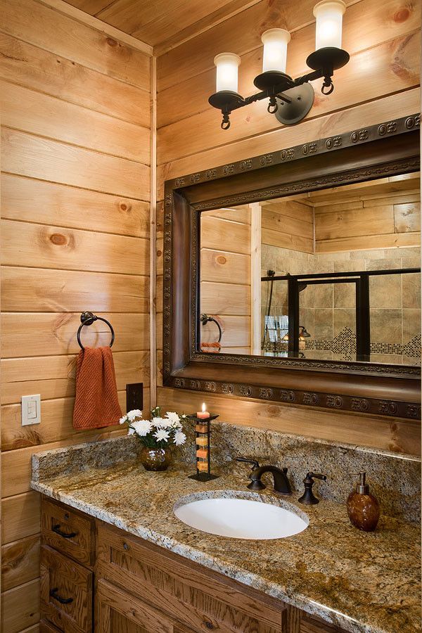 Pulte Homes Charlotte for a Rustic Bathroom with a Log Home and the Retreat by Log Homes of America