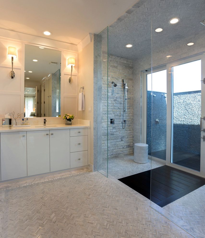 Punta Espada Golf Course for a Transitional Bathroom with a Wall Sconces and Luxurious Getaway at the Floridian Golf and Yacht Club by Pineapple House Interior Design