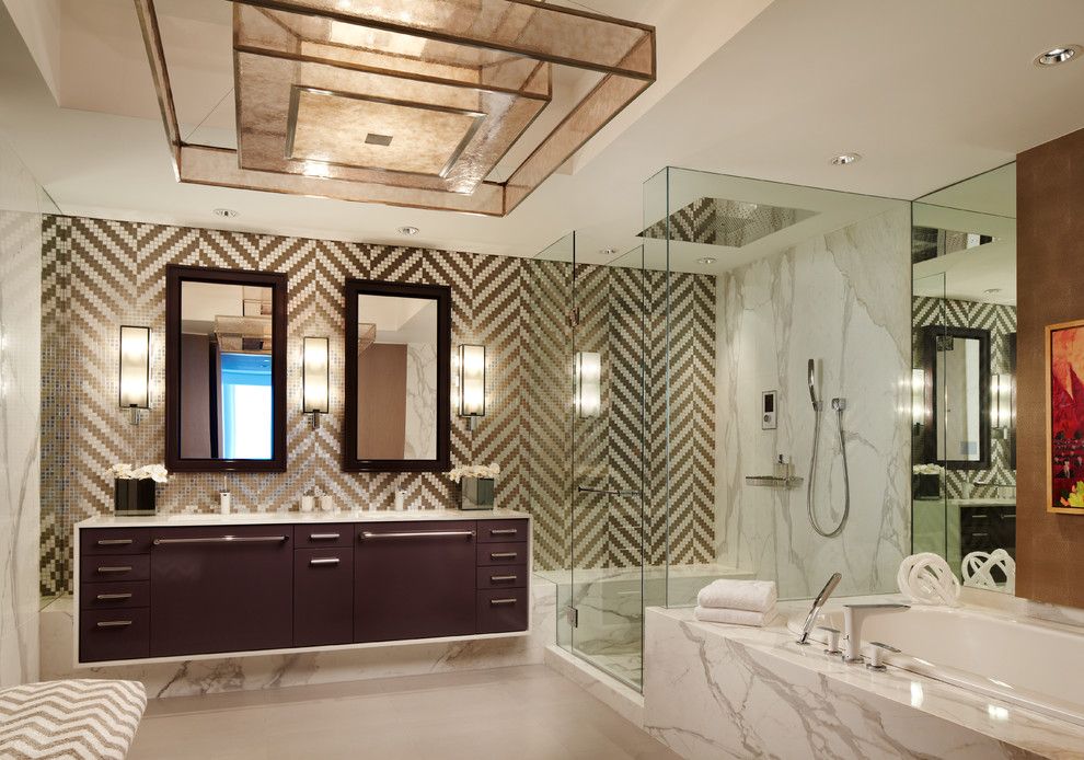 Pura Vida Miami for a Contemporary Bathroom with a Double Sinks and Continuum 2   Miami Beach Residence by Allen Saunders, Inc.