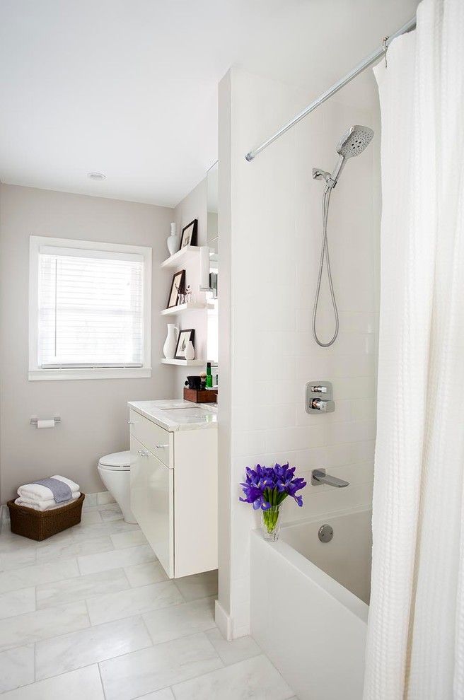 Pura Vida Miami for a Transitional Bathroom with a Floating Shelves and Westchester Bathroom Renovation by Terracotta Studio