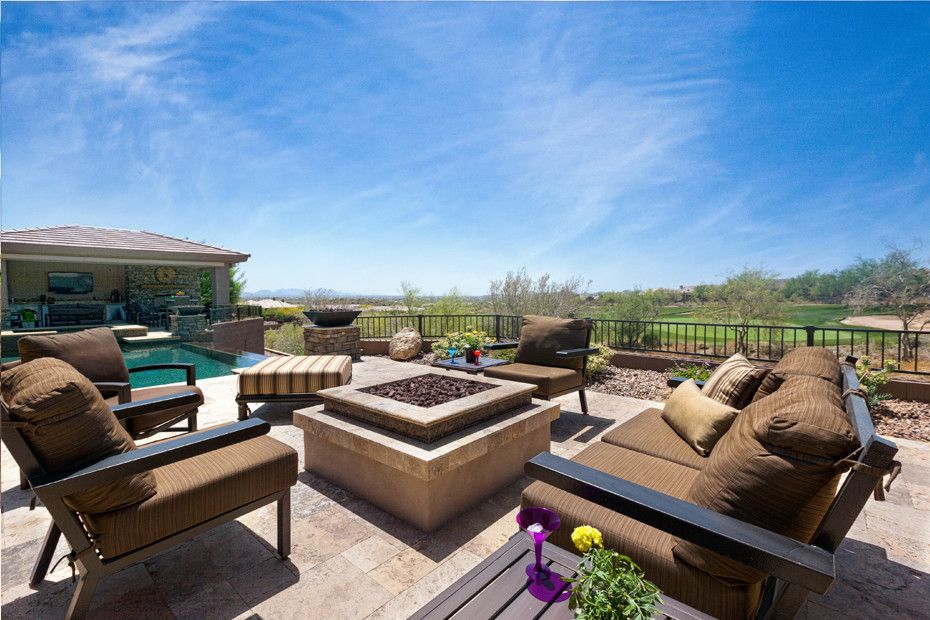 Quaker Ridge Golf Club for a Mediterranean Patio with a Fireplace and Anthem Outdoor Living Room & Fire Feature by Unique Landscapes and Custom Pools