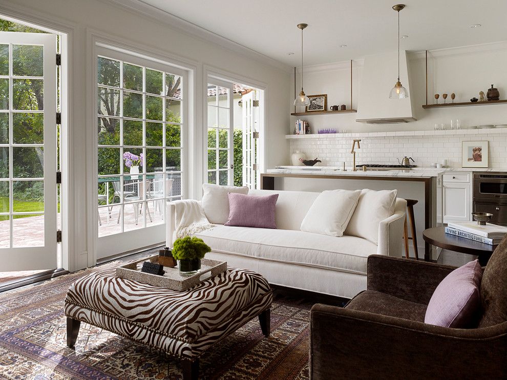 Queen Size Comforter Dimensions for a Transitional Living Room with a Purple Pillows and Palo Alto Remodel by Kathleen Bost Architecture + Design