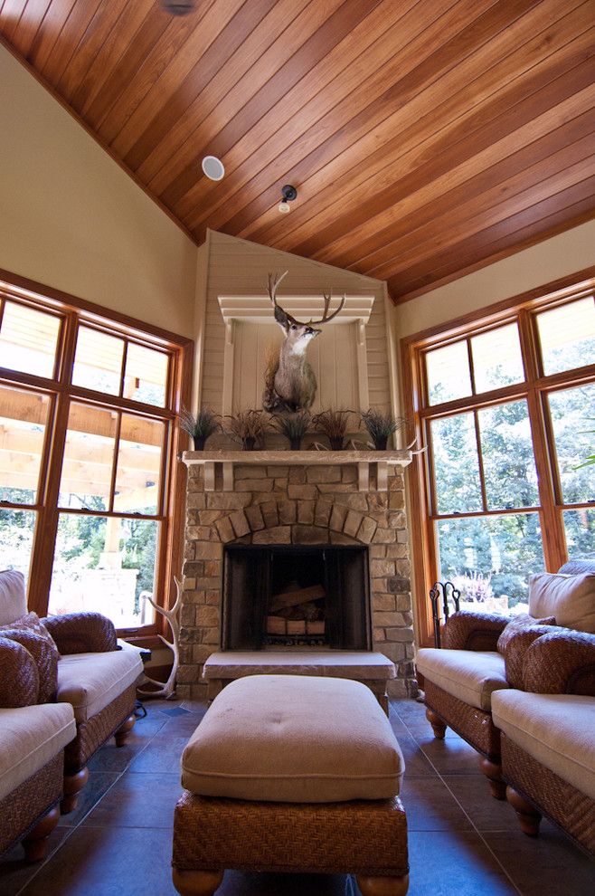 Raynor Doors for a Rustic Porch with a Wolf and Country Estate by Troxel Custom Homes