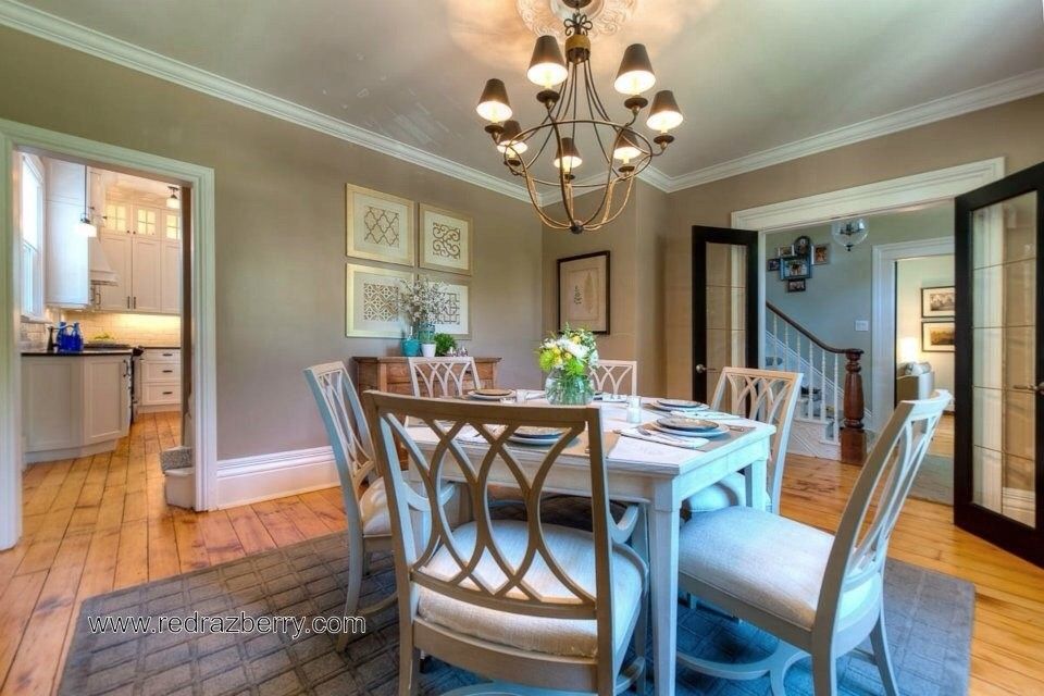 Razberry for a Traditional Dining Room with a Area Rug and 1840's Home by Red Razberry Design Group