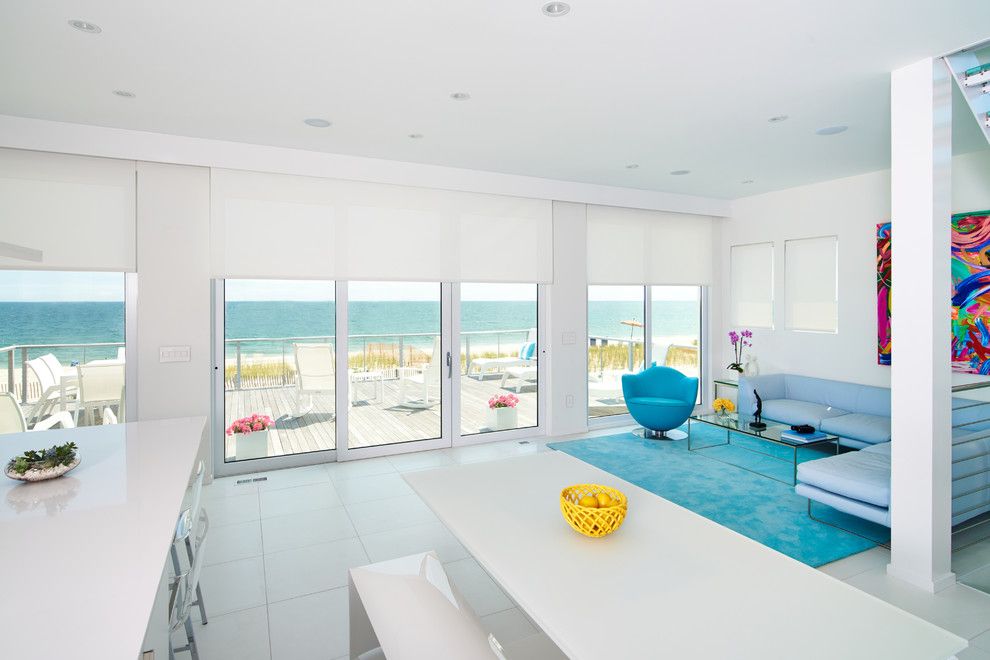 Redondo Beach Wa for a Beach Style Living Room with a Blue Armchair and Somfy by Somfy Systems