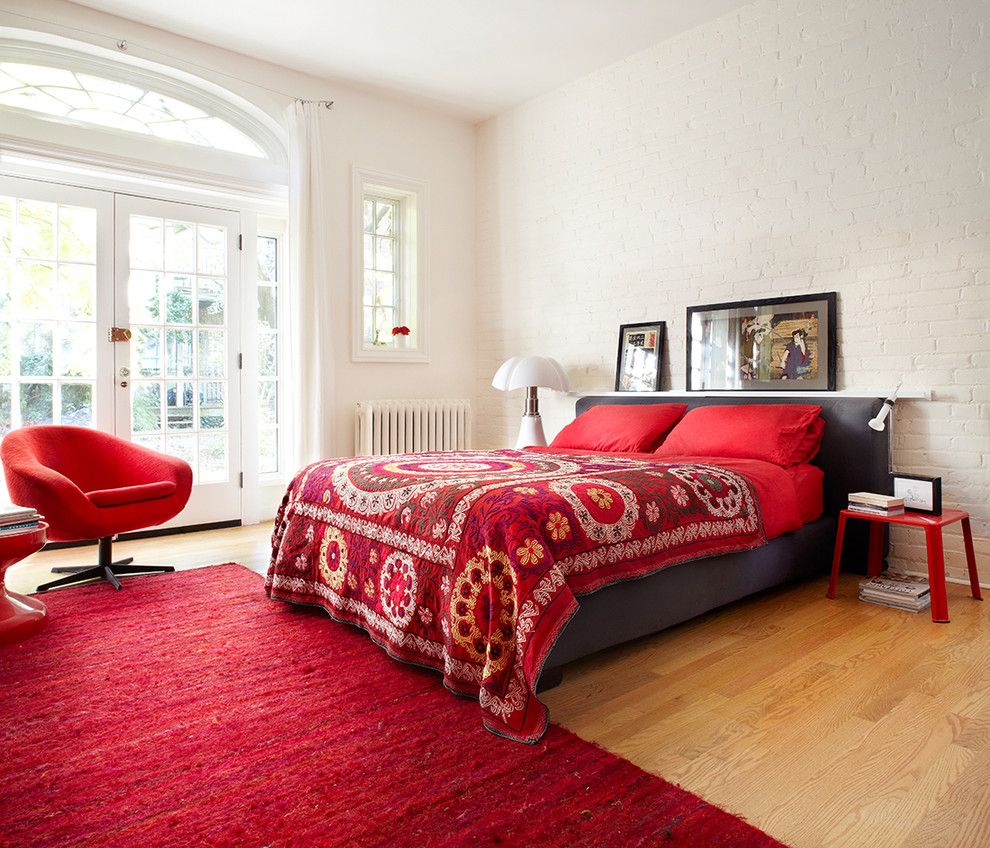 Redx for a Contemporary Bedroom with a Bed and the Coach House by Lisa Petrole Photography