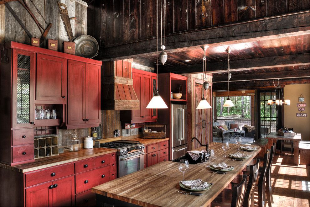 Redx for a Rustic Kitchen with a Lands End Development and Wynne Lake by Lands End Development   Designers & Builders