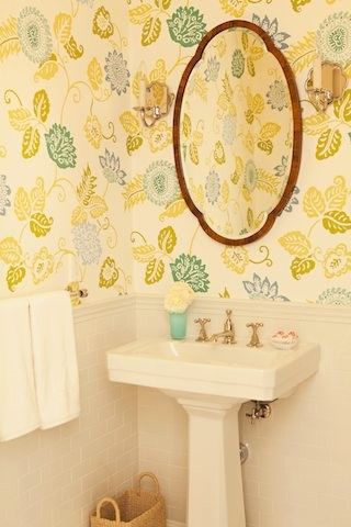 Removing Wallpaper Border for a Transitional Powder Room with a Powder Room and Beverly Hills by Elizabeth Dinkel