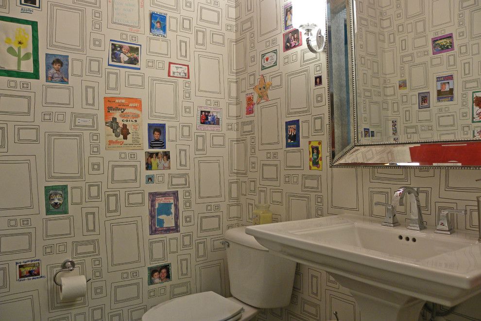 Removing Wallpaper Glue for a Transitional Powder Room with a Powder Room and Mallory Dubuclet by Sarah Greenman