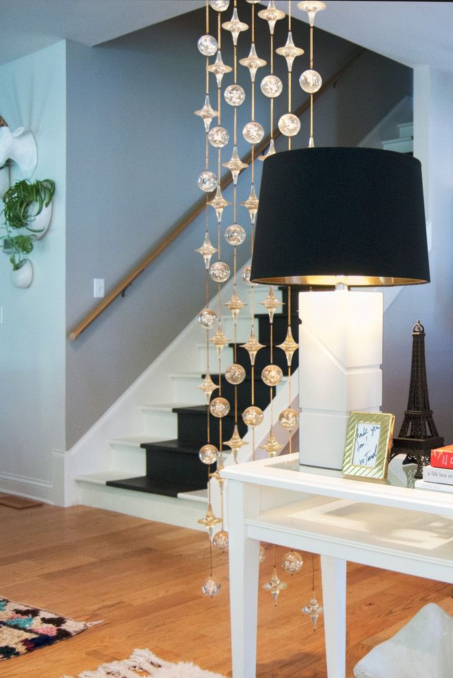 Rendition Homes for a Eclectic Staircase with a White Trim and My Houzz: Garage Sale Meets Glam in Ohio by Adrienne Derosa