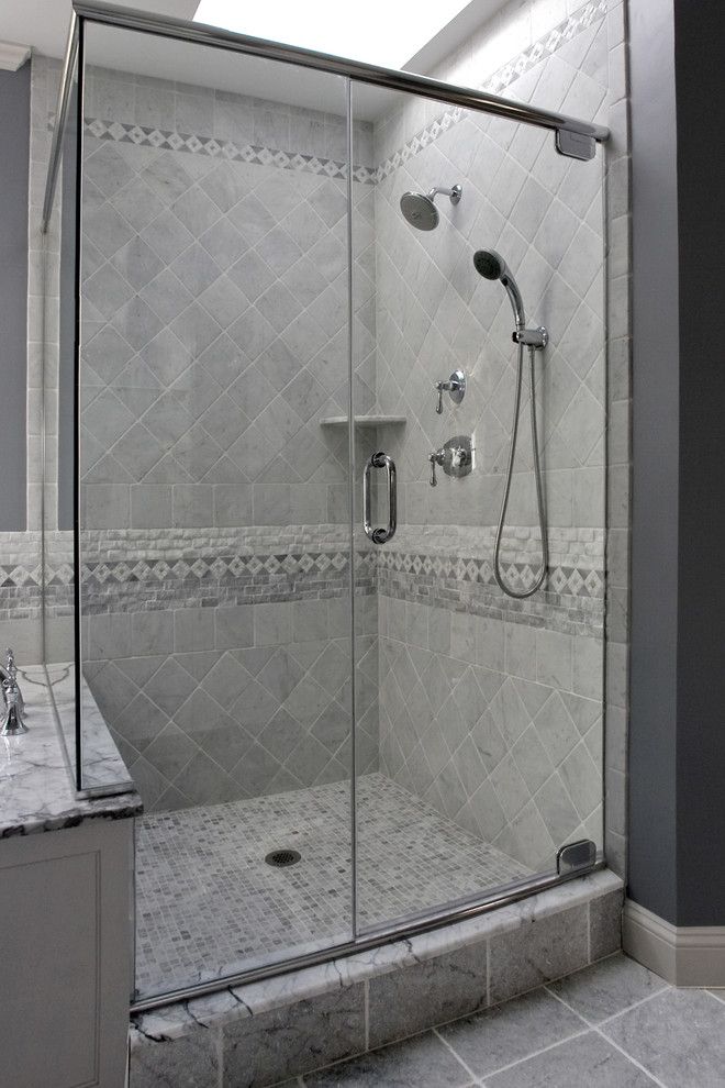 Replacing Shower Faucet for a Traditional Bathroom with a Tile Design and Master Bathroom by Mitchell Construction Group