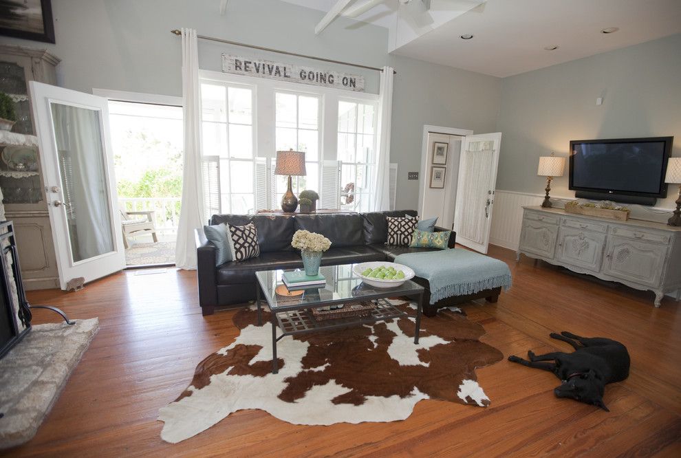 Restoration Hardware Nyc for a Farmhouse Living Room with a Cowhide Rugs and Austin Modern Farmhouse by Van Wicklen Design