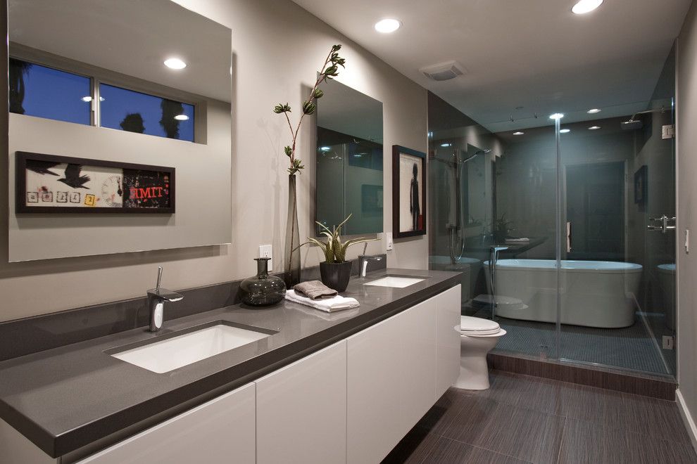 Restoration Hardware Portland for a Modern Bathroom with a Frameless Mirror and Hansgrohe by Hansgrohe Usa