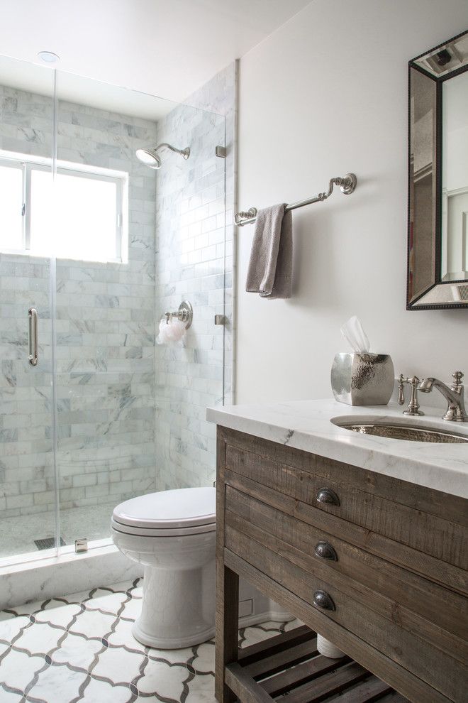 Restorations Hardware for a Transitional Bathroom with a Comstock Hills and Comstock Hills   Total Renovation, Spanish Transitional by Dana Benson Construction