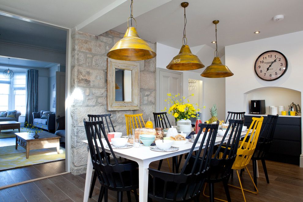 Reupholster Chair Cost for a Beach Style Dining Room with a Arched Recessed Wall Shelf and St Ives, Cornwall by Camellia Interiors Ltd