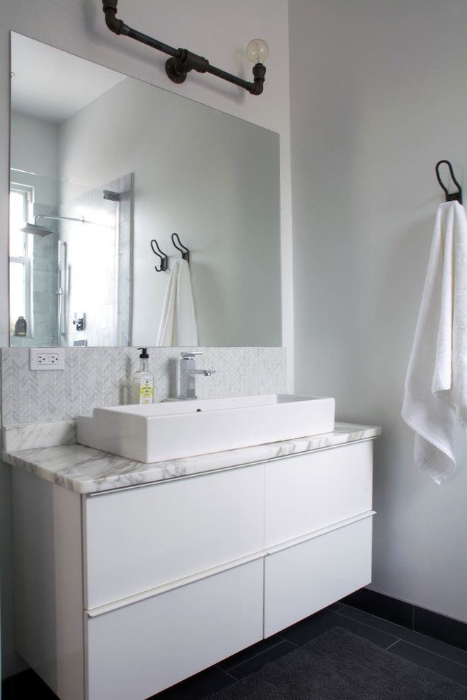 Robie House Chicago for a Industrial Bathroom with a My Houzz and My Houzz: Eclectic Industrial Style in a Charming Chicago Home by Kayla Pearson