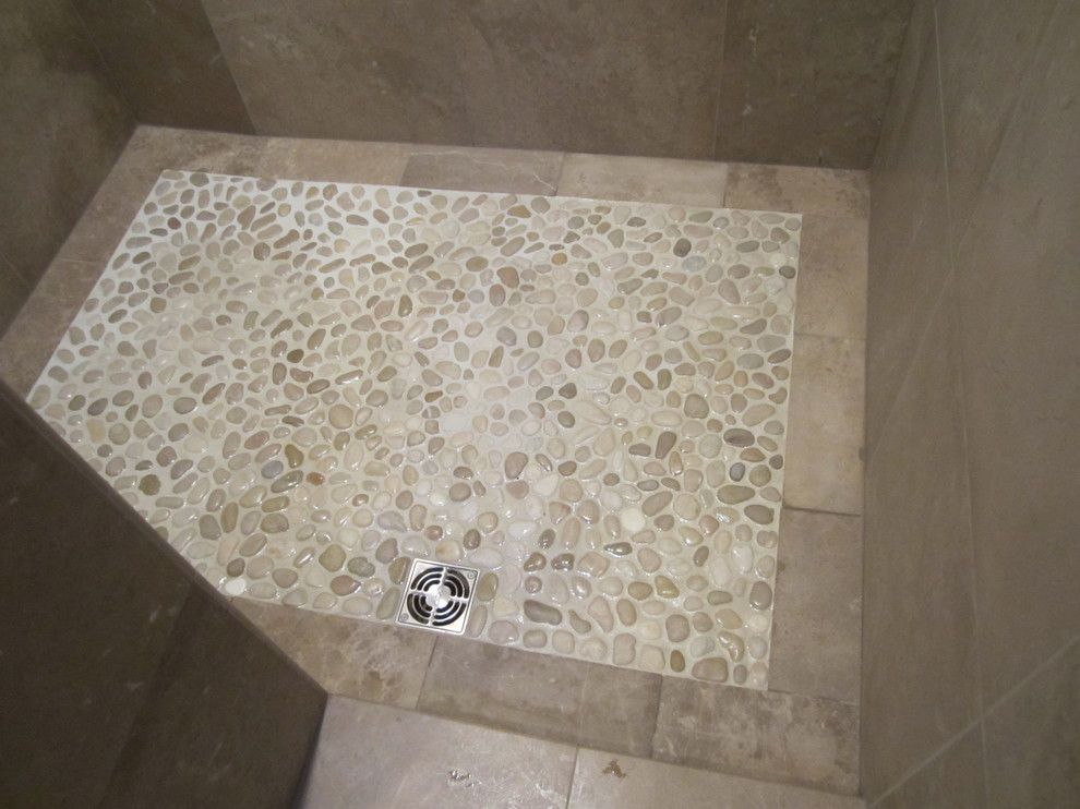 Rocking Horse Chicago for a Contemporary Bathroom with a Travertine and Pebble Shower Floor by Exceed Floor & Home