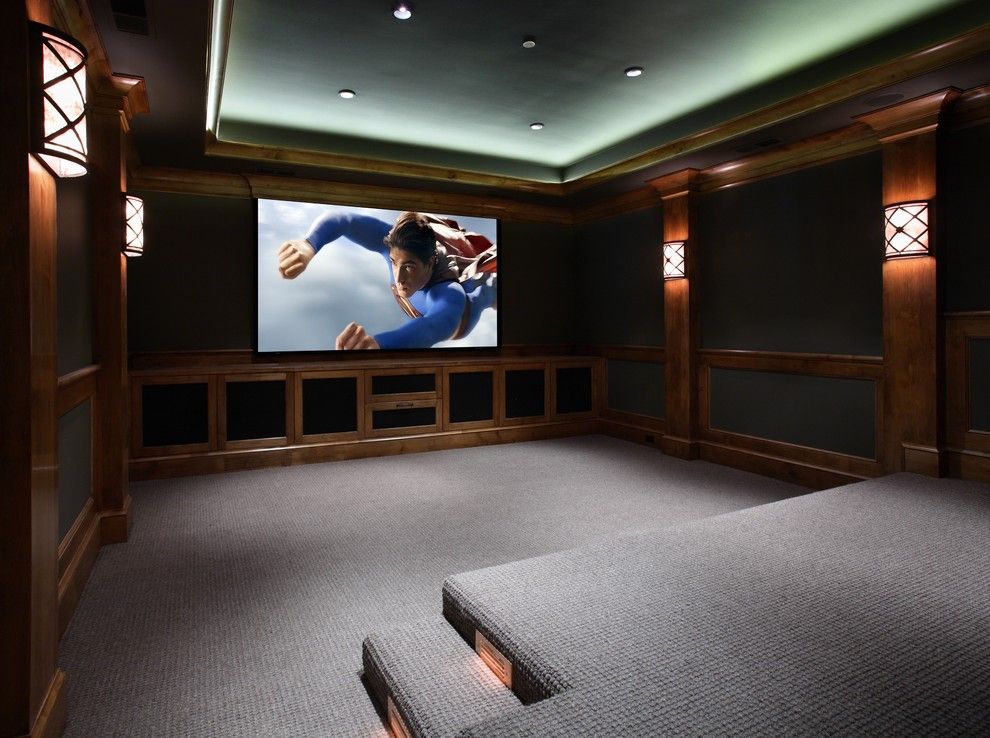 Rocky Mount Theater for a Traditional Home Theater with a Movie Theater and Atherton, California Luxury Home by Markay Johnson Construction by Markay Johnson Construction