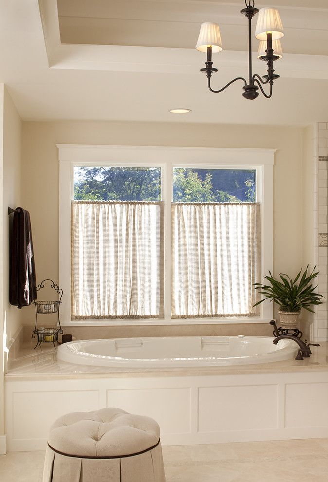 Rodda Paint for a Traditional Bathroom with a Wood Tub Surround and House in Sonoma by Julie Williams Design