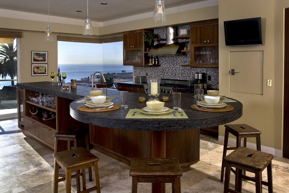 Round Table Napa for a Contemporary Kitchen with a Pendant Lighting and Yoder Residence by James Glover Residential & Interior Design