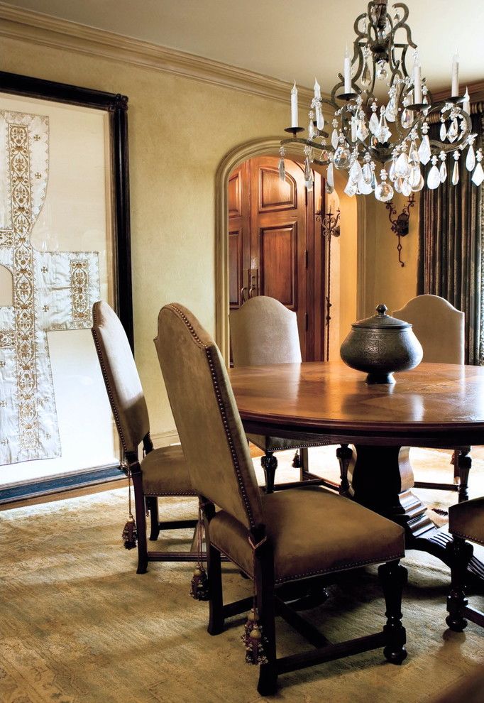 Round Table Napa for a Mediterranean Dining Room with a Upholstered Dining Chairs and Buckhead Historic Home by Joel Kelly Design