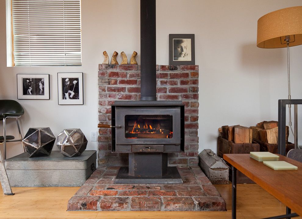 Rsd Supply for a Eclectic Living Room with a Brick Hearth and Ira Lippke by Ira Lippke