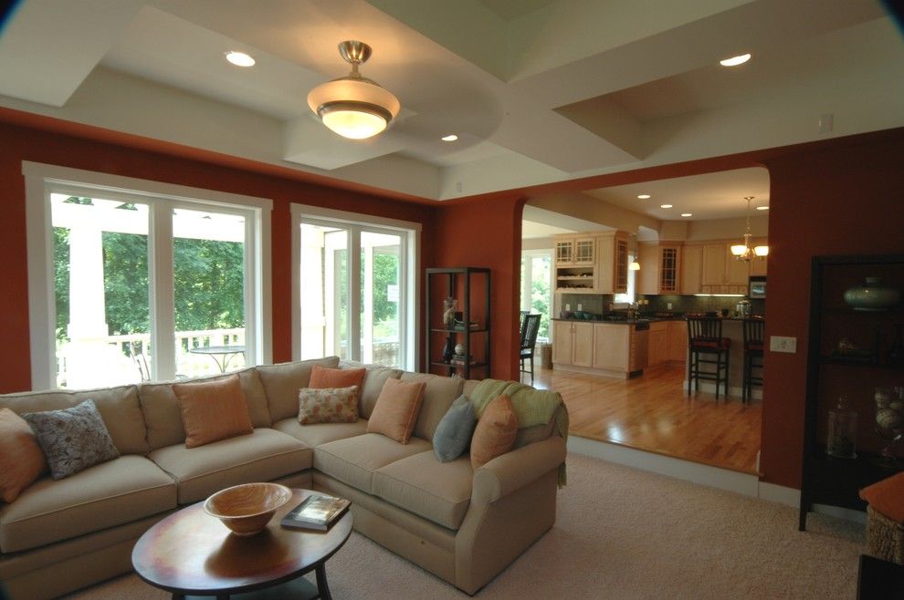 Russet Color for a Craftsman Living Room with a Ceiling Detail and Page Residence by Riemco Building Co.