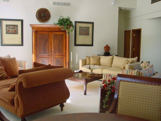 Russet Color for a Traditional Living Room with a Sofa and Living Rooms by Terry Ellis, Asid   Room Service Interior Design