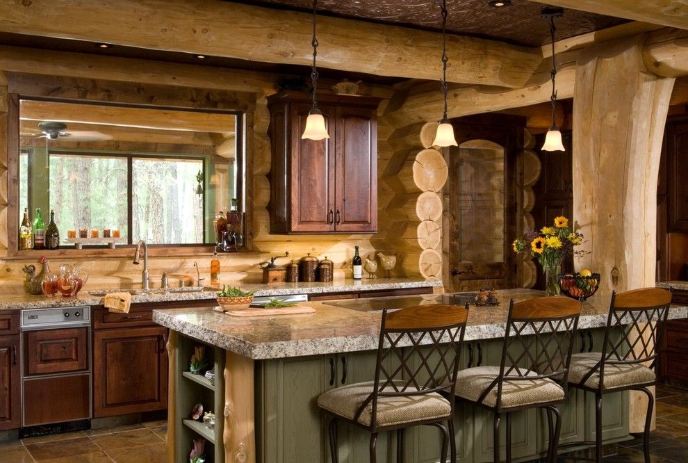 Ryland Homes Az for a Rustic Kitchen with a Pendant Lights and Pinetop, Az by Summit Log & Timber Homes