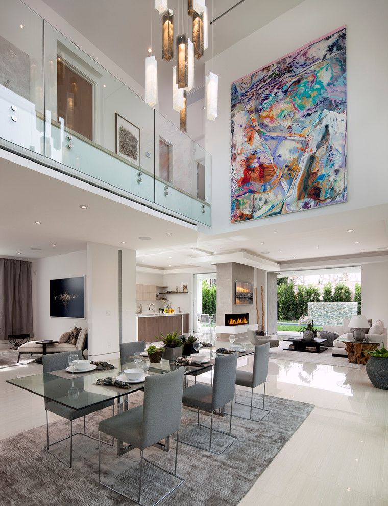 Safelite Autoglass for a Contemporary Dining Room with a High Ceiling and Le Doux Project by Light in Art