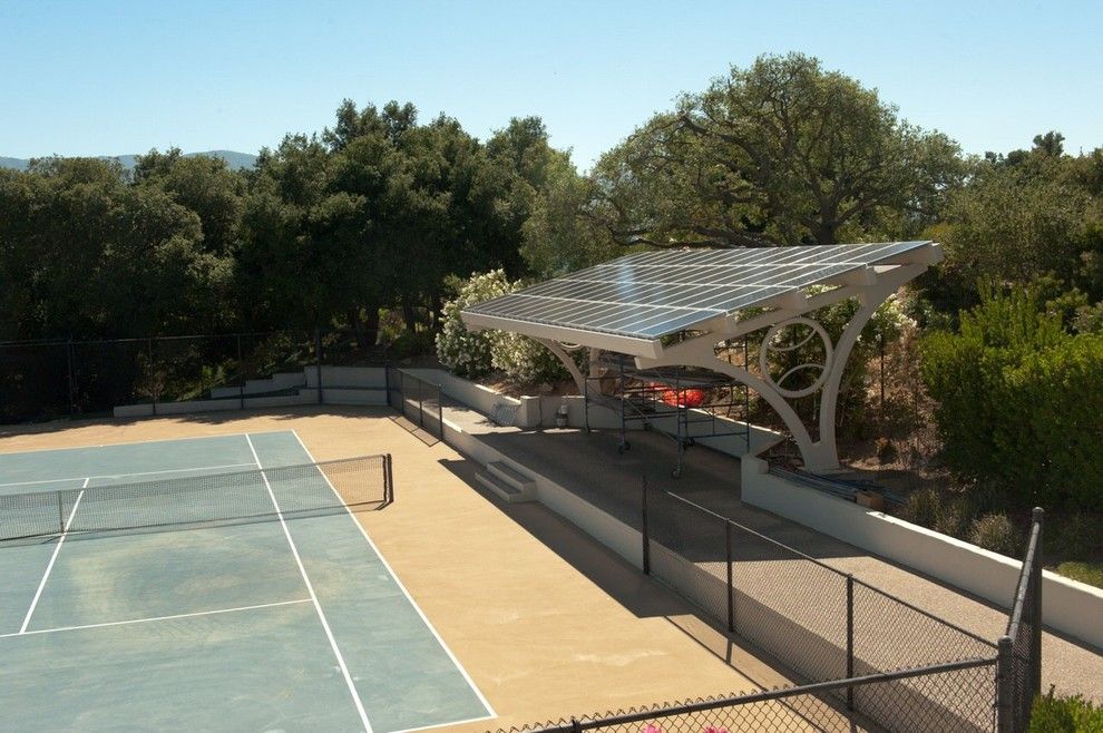 San Bernard Electric for a Modern Home Gym with a Modern and Solar Panels Arbor Construction in San Jose by Dream Castle Construction