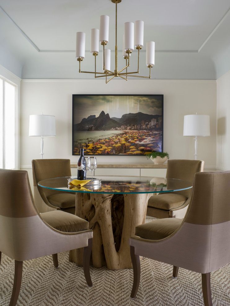 San Francisco Points of Interest for a Transitional Dining Room with a Glass Dining Table and San Francisco Pied Á Terre by Angela Free Design