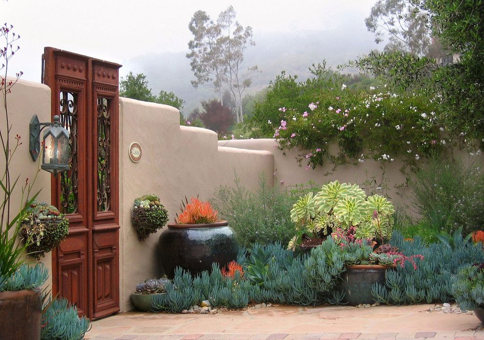 Santa Fe Botanical Garden for a Mediterranean Landscape with a Garden Gate and Grace Design Associates by Margie Grace   Grace Design Associates