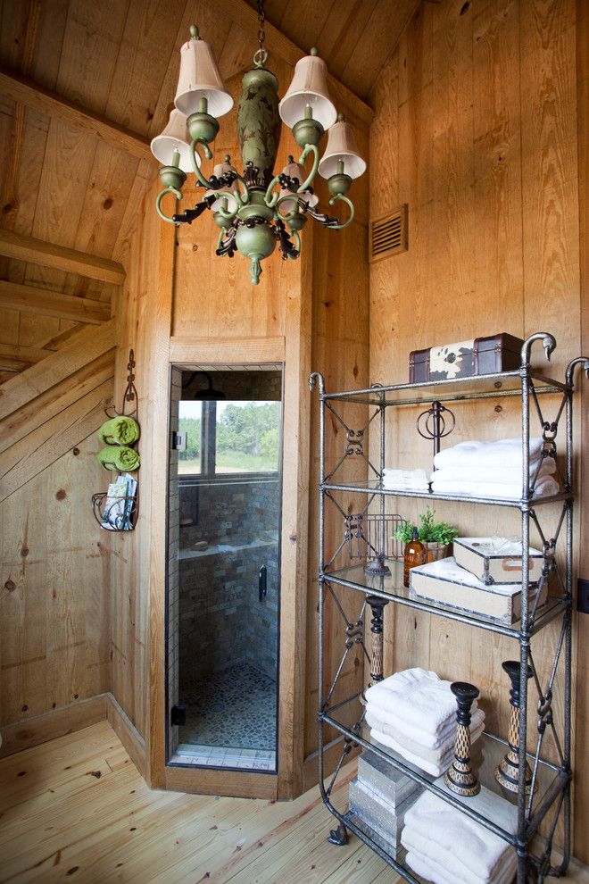 Sauna vs Steam Room for a Farmhouse Bathroom with a Barn Conversion and Tennessee Barn Home by Sand Creek Post & Beam