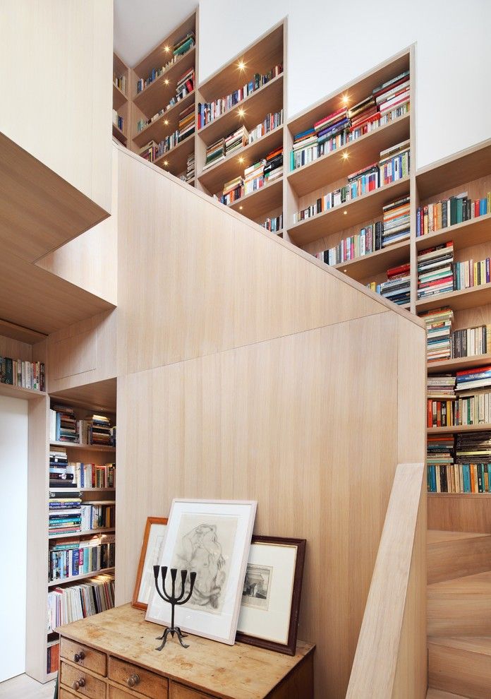 Scotch Hall Preserve for a Contemporary Staircase with a Stair Bookcase and Book Tower House by Platform 5 Architects