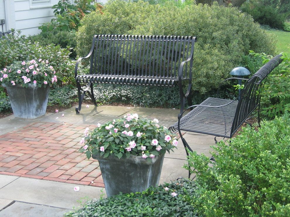 Scotts Lawn for a Traditional Landscape with a Wrought Iron Bench and Formal Country Garden by Scott Mehaffey, Landscape Architect