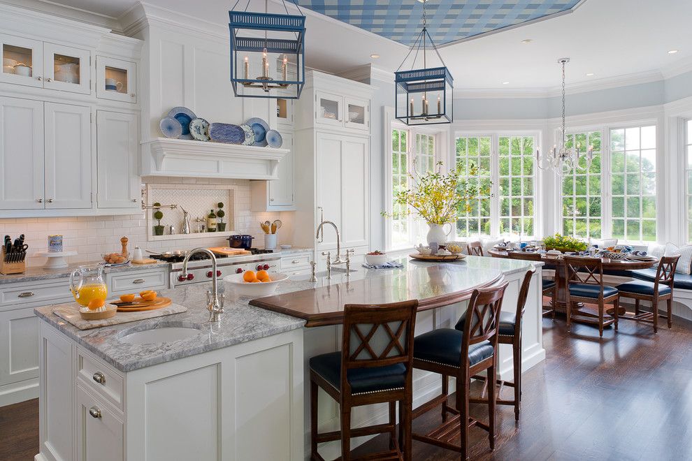 Seabrook Island Sc for a Traditional Kitchen with a White Kitchen and Traditional White and Blue Kitchen by Kathleen Walsh Interiors, Llc