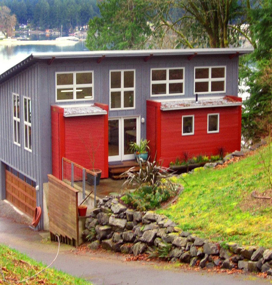 Seattle Yoga Arts for a Contemporary Exterior with a Contemporary and Houzz Tour: Art and Design on Raft Island, Washington by Wendy K. Leigh