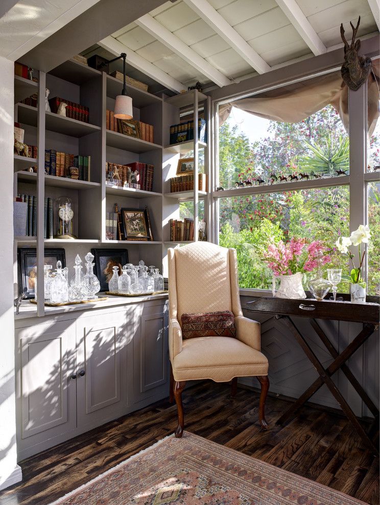 Self Serve Lumber for a Traditional Living Room with a Grey Bookcase and Ayres Ave by Stephanie Wallace & Associates