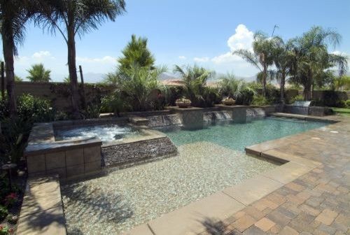 Serenity Med Spa for a Mediterranean Pool with a Mediterranean and California Pools by California Pools