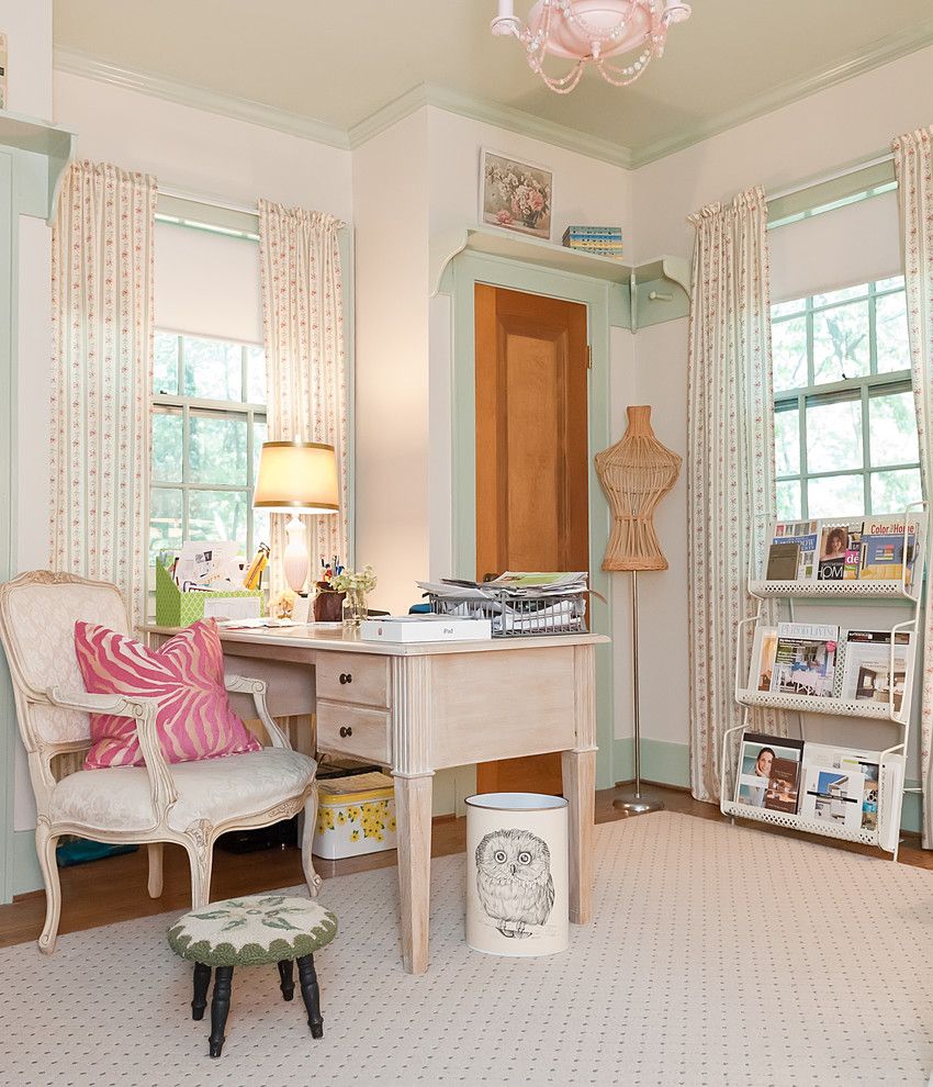 Shelco for a Shabby Chic Style Home Office with a Dressform and Enchanted Storybook by Kristie Barnett, the Decorologist